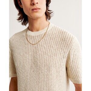 Size S - Abercrombie & Fitch Men's Stitched Sweater Tee, Cream New Without Tags